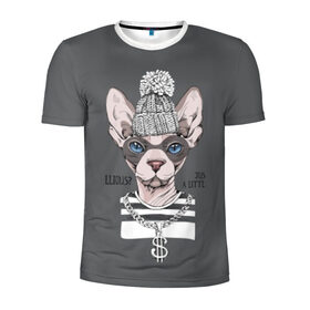 Мужская футболка 3D спортивная с принтом Криминальный кот в Белгороде, 100% полиэстер с улучшенными характеристиками | приталенный силуэт, круглая горловина, широкие плечи, сужается к линии бедра | breed | cat | chain | cool | decoration | dollar | gangster | hat | kitty | kote | logan | money | motto | pendant | rebel | rebellion | sphinx | text | бандит | бунтарь | девиз | деньги | доллар | киса | кот | котик | котэ | круто | кулон | логан | мяте 