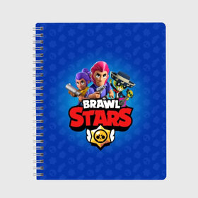 Тетрадь с принтом BRAWL STARS в Белгороде, 100% бумага | 48 листов, плотность листов — 60 г/м2, плотность картонной обложки — 250 г/м2. Листы скреплены сбоку удобной пружинной спиралью. Уголки страниц и обложки скругленные. Цвет линий — светло-серый
 | brawl | bull | colt | crow | el primo | game | games | leon | moba | online | penny | poco | shelly | spike | star | stars | wanted | брав | бравл | браво | звезда | звезды | игра | игры | лого | моба | онлайн | старс