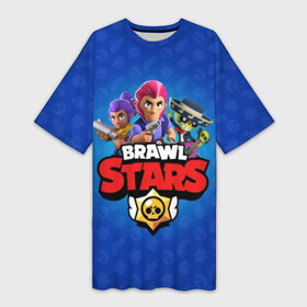 Платье-футболка 3D с принтом BRAWL STARS в Белгороде,  |  | brawl | bull | colt | crow | el primo | game | games | leon | moba | online | penny | poco | shelly | spike | star | stars | wanted | брав | бравл | браво | звезда | звезды | игра | игры | лого | моба | онлайн | старс