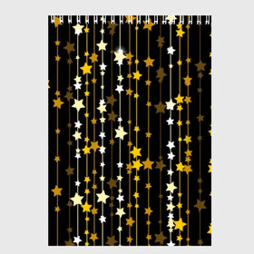 Скетчбук с принтом Звёздочки в Белгороде, 100% бумага
 | 48 листов, плотность листов — 100 г/м2, плотность картонной обложки — 250 г/м2. Листы скреплены сверху удобной пружинной спиралью | abstraction | art | black | bright | decor | decoration | line | shine | star | thread | white | yellow | абстракция | арт | белый | блеск | декор | желтый | звезда | линия | нить | сияние | украшение | черный | ярко