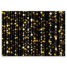 Поздравительная открытка с принтом Звёздочки в Белгороде, 100% бумага | плотность бумаги 280 г/м2, матовая, на обратной стороне линовка и место для марки
 | abstraction | art | black | bright | decor | decoration | line | shine | star | thread | white | yellow | абстракция | арт | белый | блеск | декор | желтый | звезда | линия | нить | сияние | украшение | черный | ярко