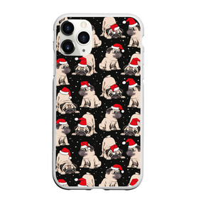 Чехол для iPhone 11 Pro Max матовый с принтом Новогодние мопсы в Белгороде, Силикон |  | black | christmas | cute | dog | funny | hat | new year | pug | puppy | red | snow | white | winter | белый | зима | красный | мило | мопс | новогодний | новый год | пёс | прикольно | рождество | снег | собака | собакен | чёрный | шапка | щенок