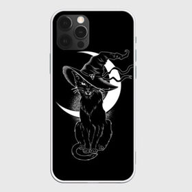 Чехол для iPhone 12 Pro Max с принтом Кошка колдунья в Белгороде, Силикон |  | black | cat | cl | crescent | fangs | halloween | hat | holiday | hunter | kitty | magic | month | moon | mystic | night | predator | white | witch | белый | ведьма | киса | клыки | когти | колдовство | кот | котэ | кошка | луна | магия | месяц | мистика 