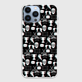 Чехол для iPhone 13 Pro Max с принтом ХОККЕЙ GLITCH в Белгороде,  |  | black and white | hockey | pattern | russia | sport | глитч | надписи | паттерн | россия | сборная хоккея | символика | спорт | спортсмен | текстура | хоккей | чемпионат | черно белый | я русский