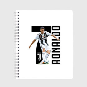 Тетрадь с принтом Ronaldo the best в Белгороде, 100% бумага | 48 листов, плотность листов — 60 г/м2, плотность картонной обложки — 250 г/м2. Листы скреплены сбоку удобной пружинной спиралью. Уголки страниц и обложки скругленные. Цвет линий — светло-серый
 | Тематика изображения на принте: calcio | club | cr7 | cristiano ronaldo | dybala | football | full highlights | goals | highlights | italia | juventus | napoli | roma | serie a | белый | италия | клуб | форма | черный | ювентус