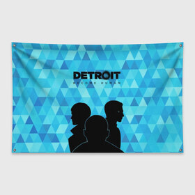 Флаг-баннер с принтом Detroit Become Human в Белгороде, 100% полиэстер | размер 67 х 109 см, плотность ткани — 95 г/м2; по краям флага есть четыре люверса для крепления | become human | connor | dbh | dbhpk19 | detroit | detroit city | абстракция | анимация | геометрия | детройт | игра | коннор | надпись | силуэт | стать человеком | текстура | треугольник | треугольники