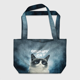 Пляжная сумка 3D с принтом Grumpy Cat в Белгороде, 100% полиэстер | застегивается на металлическую кнопку; внутренний карман застегивается на молнию. Стенки укреплены специальным мягким материалом, чтобы защитить содержимое от несильных ударов
 | кот | котики | коты | мем | мемы | сердитый кот