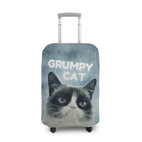 Чехол для чемодана 3D с принтом Grumpy Cat в Белгороде, 86% полиэфир, 14% спандекс | двустороннее нанесение принта, прорези для ручек и колес | кот | котики | коты | мем | мемы | сердитый кот