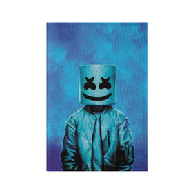 Обложка для паспорта матовая кожа с принтом Marshmello в Белгороде, натуральная матовая кожа | размер 19,3 х 13,7 см; прозрачные пластиковые крепления | Тематика изображения на принте: fortnite | joytime | marshmallow | marshmello | маршмелло | маршмеллоу | фортнайт