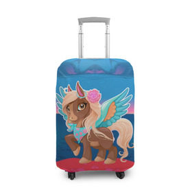 Чехол для чемодана 3D с принтом Милый единорог в Белгороде, 86% полиэфир, 14% спандекс | двустороннее нанесение принта, прорези для ручек и колес | pony | грива | девочка | единорог | конь | копыта | красивая | лошадка | лошадь | милая | пони | природа закат | радуга