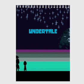 Скетчбук с принтом UNDERTALE GAME в Белгороде, 100% бумага
 | 48 листов, плотность листов — 100 г/м2, плотность картонной обложки — 250 г/м2. Листы скреплены сверху удобной пружинной спиралью | game | undertale | азриэль дримурр | альфис | андайн | андертейл | асгор дримурр | добро | дьявол | зло | игра | игры | кости | меттатон | папирус | санс | стрела | ториэль | трезубец | фриск | чара | черный