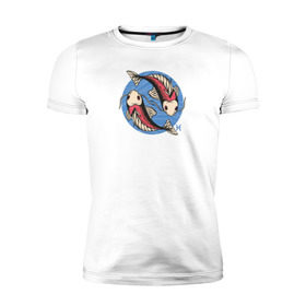 Мужская футболка премиум с принтом Знак Зодиака Рыбы в Белгороде, 92% хлопок, 8% лайкра | приталенный силуэт, круглый вырез ворота, длина до линии бедра, короткий рукав | знак | знаки зодиака | зодиак | рыба | рыбы