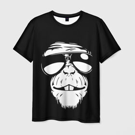 Мужская футболка 3D с принтом Крутая обезьяна в Белгороде, 100% полиэфир | прямой крой, круглый вырез горловины, длина до линии бедер | Тематика изображения на принте: в очках | обезьяна | обезьянка | очки