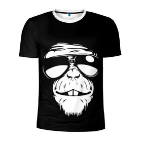 Мужская футболка 3D спортивная с принтом Крутая обезьяна в Белгороде, 100% полиэстер с улучшенными характеристиками | приталенный силуэт, круглая горловина, широкие плечи, сужается к линии бедра | Тематика изображения на принте: в очках | обезьяна | обезьянка | очки