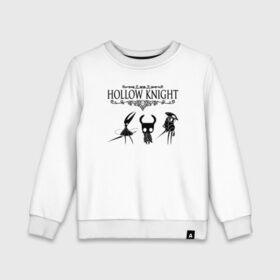Детский свитшот хлопок с принтом HOLLOW KNIGHT в Белгороде, 100% хлопок | круглый вырез горловины, эластичные манжеты, пояс и воротник | game | gamer | hollow knight | logo | team cherry | игры | логотип | первонаж | рыцарь