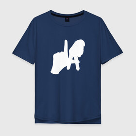 Мужская футболка хлопок Oversize с принтом Los Angeles Hand Sign в Белгороде, 100% хлопок | свободный крой, круглый ворот, “спинка” длиннее передней части | la | америка | знак | калифорния | ладонь | лос анджелес | мечта | нью йорк | океан | руки | сша
