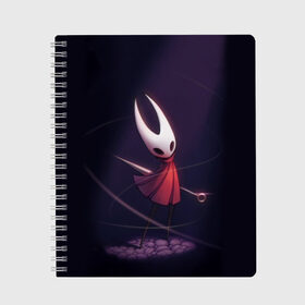 Тетрадь с принтом Hollow Knight в Белгороде, 100% бумага | 48 листов, плотность листов — 60 г/м2, плотность картонной обложки — 250 г/м2. Листы скреплены сбоку удобной пружинной спиралью. Уголки страниц и обложки скругленные. Цвет линий — светло-серый
 | hollow knight | детская | для детей | игра | компьютерная игра | королевство | рыцарь | темный рыцарь | холлов кнайт | экшен