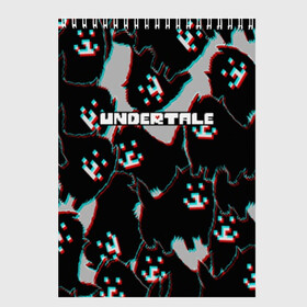 Скетчбук с принтом Undertale (Надоедливый пёс) в Белгороде, 100% бумага
 | 48 листов, плотность листов — 100 г/м2, плотность картонной обложки — 250 г/м2. Листы скреплены сверху удобной пружинной спиралью | 3d | glitch | pixel | undertale | андертейл | без глаз | глитч | игра | надоедливая собака | надоедливый пес | надпись | пиксель | пикселя | подземная история | текстура