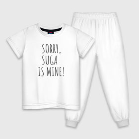 Детская пижама хлопок с принтом SORRY,SUGA IS MINE! в Белгороде, 100% хлопок |  брюки и футболка прямого кроя, без карманов, на брюках мягкая резинка на поясе и по низу штанин
 | Тематика изображения на принте: bts | mine | sorry | suga | suga is minesorry | английский | бтс | буквы | извините мое | слова | фраза
