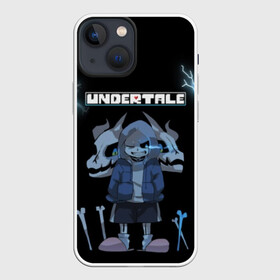 Чехол для iPhone 13 mini с принтом Undertale. в Белгороде,  |  | 3d | hp | pixel | sans | undertale | абстракция | андертейл | геометрия | гроза | игра | кости | молния | надпись | пиксель | пикселя | подземная история | текстура