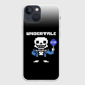 Чехол для iPhone 13 mini с принтом Undertale STOP. в Белгороде,  |  | 3d | pixel | sans | stop | undertale | абстракция | алфавит | андертейл | буквы | геометрия | знак | игра | надпись | пиксель | пикселя | подземная история | текстура