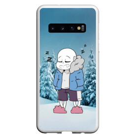 Чехол для Samsung Galaxy S10 с принтом Sans Winter в Белгороде, Силикон | Область печати: задняя сторона чехла, без боковых панелей | Тематика изображения на принте: sans and snow | sans simulator | sans undertale | undertale | undertale 2 | undertale comics | undertale комикс | андертейл | санс | санс undertale | санс и снег | сэнс | ундертэйл