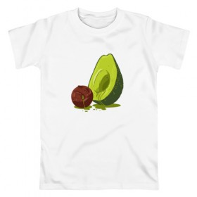 Мужская футболка хлопок с принтом Avocado R.I.P. в Белгороде, 100% хлопок | прямой крой, круглый вырез горловины, длина до линии бедер, слегка спущенное плечо. | авокадо | арт | веган | вегетарианец | вкусняшка | еда | жиры | зеленый | зож | косточка | милый | овощи | пп | фрукты | юмор