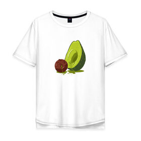 Мужская футболка хлопок Oversize с принтом Avocado R.I.P. в Белгороде, 100% хлопок | свободный крой, круглый ворот, “спинка” длиннее передней части | Тематика изображения на принте: авокадо | арт | веган | вегетарианец | вкусняшка | еда | жиры | зеленый | зож | косточка | милый | овощи | пп | фрукты | юмор