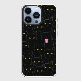 Чехол для iPhone 13 Pro с принтом Чёрные коты в Белгороде,  |  | black | cat | eyes | halloween | kitten | look | magic | muzzle | mysticism | witch | witchcraft | yellow | ведьма | взгляд | глаза | желтый | колдовство | кот | котёнок | котик | кошачья | магия | мистика | хэллоуин | черный