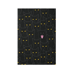 Обложка для паспорта матовая кожа с принтом Чёрные коты в Белгороде, натуральная матовая кожа | размер 19,3 х 13,7 см; прозрачные пластиковые крепления | Тематика изображения на принте: black | cat | eyes | halloween | kitten | look | magic | muzzle | mysticism | witch | witchcraft | yellow | ведьма | взгляд | глаза | желтый | колдовство | кот | котёнок | котик | кошачья | магия | мистика | хэллоуин | черный