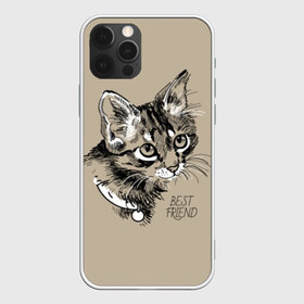 Чехол для iPhone 12 Pro Max с принтом Best friend в Белгороде, Силикон |  | attractive face | cat | collar | cute | drawing | funny | kitten | mustache | touching | забавный | кот | котёнок | милый | ошейник | рисунок | трогательный | усы