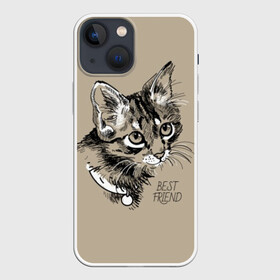 Чехол для iPhone 13 mini с принтом Best friend в Белгороде,  |  | attractive face | cat | collar | cute | drawing | funny | kitten | mustache | touching | забавный | кот | котёнок | милый | ошейник | рисунок | трогательный | усы