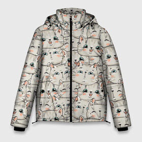 Мужская зимняя куртка 3D с принтом Забавные котики в Белгороде, верх — 100% полиэстер; подкладка — 100% полиэстер; утеплитель — 100% полиэстер | длина ниже бедра, свободный силуэт Оверсайз. Есть воротник-стойка, отстегивающийся капюшон и ветрозащитная планка. 

Боковые карманы с листочкой на кнопках и внутренний карман на молнии. | anime | cat | cute | funny | kitten | анимэ | забавный | кот | котёнок | котик | котэ | кошка | милый | прикольный