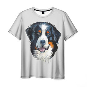 Мужская футболка 3D с принтом Бернский зенненхунд в Белгороде, 100% полиэфир | прямой крой, круглый вырез горловины, длина до линии бедер | Тематика изображения на принте: animal | bernese mountain dog | black | breed | dog | muzzle | red | white | белый | бернский зенненхунд | животное | пёс | порода | рыжий | собака | черный