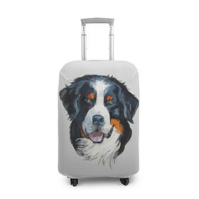 Чехол для чемодана 3D с принтом Бернский зенненхунд в Белгороде, 86% полиэфир, 14% спандекс | двустороннее нанесение принта, прорези для ручек и колес | animal | bernese mountain dog | black | breed | dog | muzzle | red | white | белый | бернский зенненхунд | животное | пёс | порода | рыжий | собака | черный