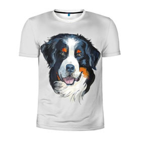 Мужская футболка 3D спортивная с принтом Бернский зенненхунд в Белгороде, 100% полиэстер с улучшенными характеристиками | приталенный силуэт, круглая горловина, широкие плечи, сужается к линии бедра | Тематика изображения на принте: animal | bernese mountain dog | black | breed | dog | muzzle | red | white | белый | бернский зенненхунд | животное | пёс | порода | рыжий | собака | черный