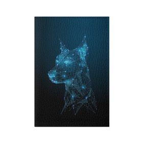 Обложка для паспорта матовая кожа с принтом Доберман в Белгороде, натуральная матовая кожа | размер 19,3 х 13,7 см; прозрачные пластиковые крепления | animal | blue | breed | doberman | dog | geometric | pattern | service | space | stars | геометрический | доберман | животное | звёзды | космос | порода | рисунок | синий | служебный | собака