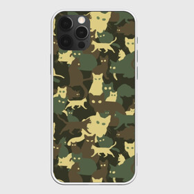 Чехол для iPhone 12 Pro Max с принтом Кошачий камуфляж в Белгороде, Силикон |  | animal | camouflage | cat | funny | green | khaki | marsh | silhouette | болотный | животное | забавный | зеленый | камуфляж | кот | котик | силуэт | хаки