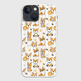 Чехол для iPhone 13 mini с принтом Вельш корги пемброк в Белгороде,  |  | animal | attractive face | breed | childish | cool | corgi | cute | dog | drawing | funny | paws | red | traces | white | yellow | белый | детский | желтый | животное | забавный | корги | круто | лапы | милый | пёс | порода | рисунок | рыжий | 