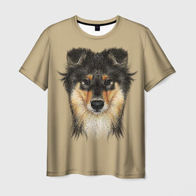 Мужская футболка 3D с принтом Sheltie в Белгороде, 100% полиэфир | прямой крой, круглый вырез горловины, длина до линии бедер | animal | black | breed | brown | cute | dog | drawing | eyes | kind | look | muzzle | portrait | red | взгляд | глаза | добрый | животное | коричневый | милый | пёс | порода | портрет | рисунок | рыжий | собака | черный | шелти