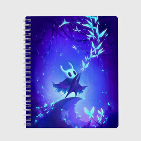 Тетрадь с принтом Hollow Knight в Белгороде, 100% бумага | 48 листов, плотность листов — 60 г/м2, плотность картонной обложки — 250 г/м2. Листы скреплены сбоку удобной пружинной спиралью. Уголки страниц и обложки скругленные. Цвет линий — светло-серый
 | hollow knight | детская | для детей | игра | компьютерная игра | королевство | рыцарь | темный рыцарь | холлов кнайт | экшен