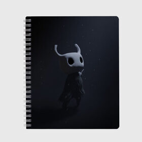 Тетрадь с принтом Hollow Knight в Белгороде, 100% бумага | 48 листов, плотность листов — 60 г/м2, плотность картонной обложки — 250 г/м2. Листы скреплены сбоку удобной пружинной спиралью. Уголки страниц и обложки скругленные. Цвет линий — светло-серый
 | hollow knight | детская | для детей | игра | компьютерная игра | королевство | рыцарь | темный рыцарь | холлов кнайт | экшен