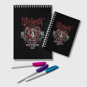 Блокнот с принтом Slipknot в Белгороде, 100% бумага | 48 листов, плотность листов — 60 г/м2, плотность картонной обложки — 250 г/м2. Листы скреплены удобной пружинной спиралью. Цвет линий — светло-серый
 | Тематика изображения на принте: band | corey taylor | jim root | metal | mick thomson | music | official | альтернативный | глэм | готик | гранж | метал | музыка | пост | рок | слипкнот | хард