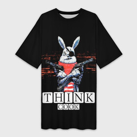 Платье-футболка 3D с принтом Кролик с Пистолетами: Измайлов в Белгороде,  |  | cook | guns | pirate | rabbit | think | александр | гриша | гриши | заяц | измайлов | кролик | петров | пират | пистолетами | пистолетом | пистолеты | рублевки | сериал | сериалы | тельняшка