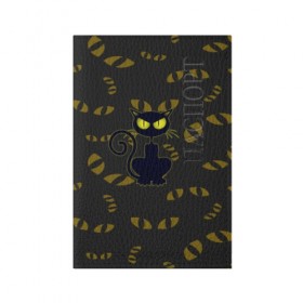 Обложка для паспорта матовая кожа с принтом Смотрящий кот в Белгороде, натуральная матовая кожа | размер 19,3 х 13,7 см; прозрачные пластиковые крепления | Тематика изображения на принте: 3d | абстракция | анимация | глаза | желтые | смотрящий  кот | черный