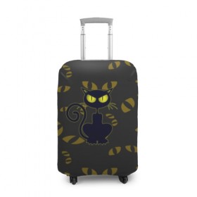 Чехол для чемодана 3D с принтом Смотрящий кот в Белгороде, 86% полиэфир, 14% спандекс | двустороннее нанесение принта, прорези для ручек и колес | 3d | абстракция | анимация | глаза | желтые | смотрящий  кот | черный
