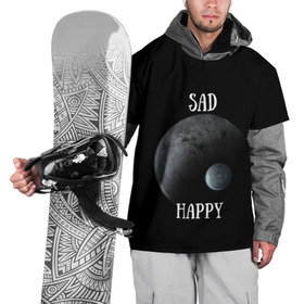 Накидка на куртку 3D с принтом Sad Happy в Белгороде, 100% полиэстер |  | jesus | rap | грустный | джизус | джизус возрождение | джизус рэпер | джизус ты ювелир | мерч | музыка | реп | рэп | счастливый