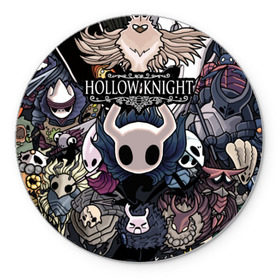 Коврик для мышки круглый с принтом Hollow Knight в Белгороде, резина и полиэстер | круглая форма, изображение наносится на всю лицевую часть | hallownest | hollow knight | the knight | игры | компьютерная игра | реймер | рыцарь