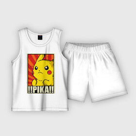 Детская пижама с шортами хлопок с принтом Pikachu Pika Pika в Белгороде,  |  | pika | pikachu | аниме | детская | детям | игры | молния | мышка | мышь | пика | пикачу | покемон | покемоны