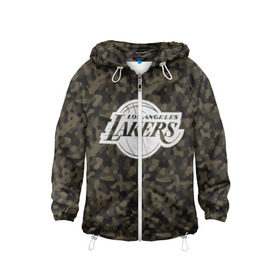 Детская ветровка 3D с принтом Los Angeles Lakers Camo в Белгороде, 100% полиэстер | подол и капюшон оформлены резинкой с фиксаторами, по бокам два кармана без застежек, один потайной карман на груди | camo | lakers | los angeles lakers | nba | баскетбол | камуфляж | лос анджелес лейкерс | нба | спорт | хаки